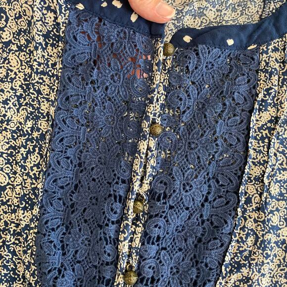 Anthropologie Maeve Hiver Blue 3/4 Sleeve Size 6 Boho Peasant Blouse - Picture 8 of 8